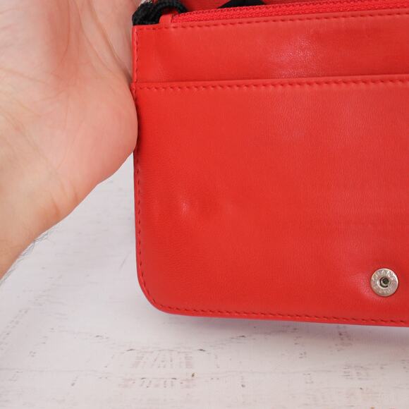 Chanel CC Full Flap Wallet on Chain Red Lambskin Leather Shoulder Handbag A4714 - Picture 11 of 12